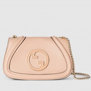 Gucci Blondie Mini Shoulder Bag with Enamel G in Light Pink Leather