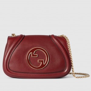 Gucci Blondie Mini Shoulder Bag with Enamel G in Red Leather