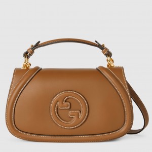 Gucci New Blondie Small Handle Bag in Brown Leather
