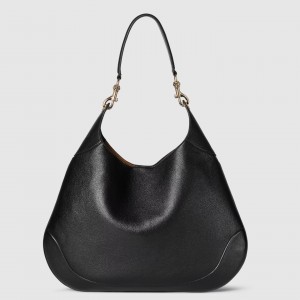 Gucci B Medium Shoulder Bag in Black Grained Leather