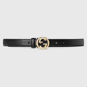 Gucci Interlocking G Buckle Belt 25MM in Black Leather 