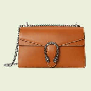 Gucci Dionysus Small Shoulder Bag in Brown Leather