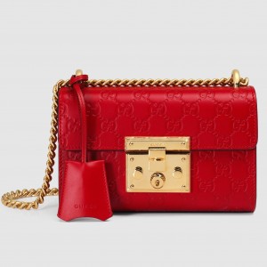 Gucci Padlock Small Shoulder Bag in Red Guccissima Leather