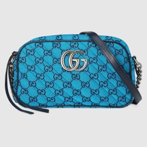 Gucci GG Marmont Small Camera Bag in Blue GG Canvas