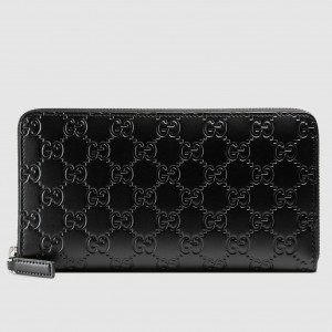 Gucci Zippy Organizer Wallet In Black Signature Leather 