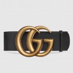 Gucci Double G Belt 70MM in Black Leather 