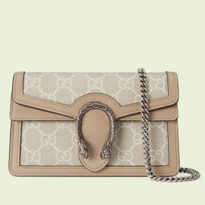 Gucci Dionysus Super Mini Bag in White GG Supreme Canvas