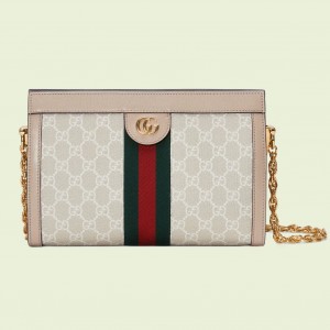 Gucci Ophidia GG Small Chain Shoulder Bag in White Supreme Canvas
