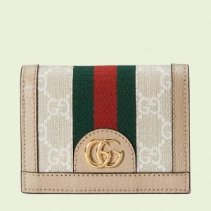Gucci Ophidia Card Case Wallet in White GG Supreme Canvas