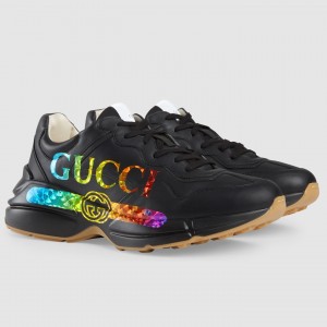 Gucci Men's Rhyton Sneakers with Iridescent Gucci Logo