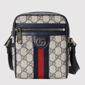 Gucci Ophidia Mini Messenger Bag in Blue GG Supreme Canvas