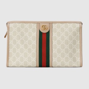 Gucci Ophidia GG Toiletry Case in White GG Supreme Canvas