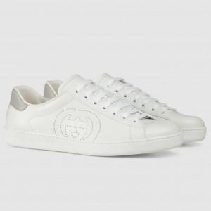Gucci Men's Ace Sneakers in White Leather with Interlocking G