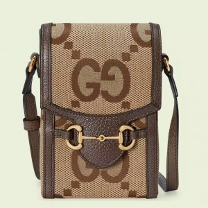 Gucci Horsebit 1955 Mini Bag in Jumbo GG Canvas