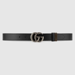 Gucci GG Marmont Reversible Belt 30MM in Black Leather