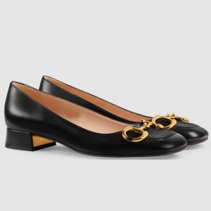 Gucci Ballet Flats in Black Leather with Horsebit