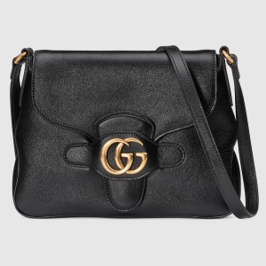 Gucci Small Messenger Bag in Black Leather with Double G