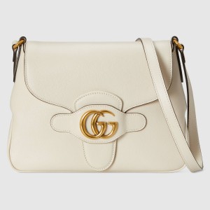 Gucci Small Messenger Bag in White Leather with Double G