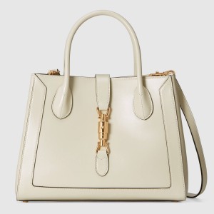 Gucci Jackie 1961 Medium Tote Bag in White Leather