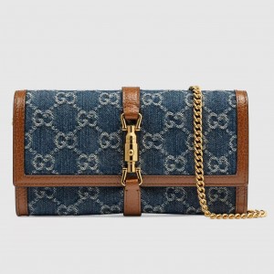 Gucci Jackie 1961 Chain Wallet in GG Supreme Denim