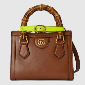 Gucci Diana Mini Tote Bag in Brown Leather