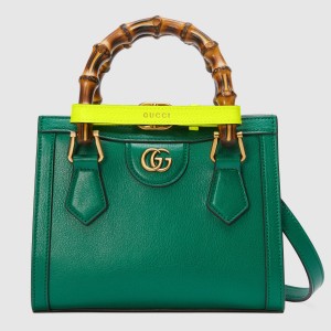 Gucci Diana Mini Tote Bag in Green Leather