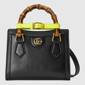 Gucci Diana Mini Tote Bag in Black Leather
