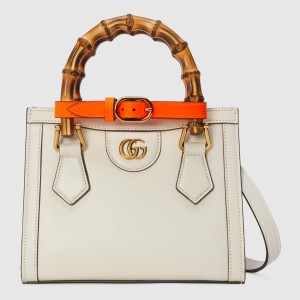 Gucci Diana Mini Tote Bag in White Leather