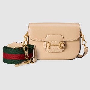 Gucci Horsebit 1955 Mini Bag in Beige Leather