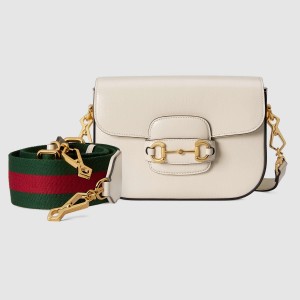 Gucci Horsebit 1955 Mini Bag in White Leather