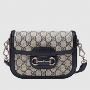 Gucci Horsebit 1955 Mini Bag in Blue GG Canvas