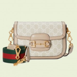 Gucci Horsebit 1955 Mini Bag in White GG Supreme Canvas