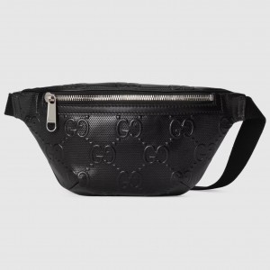 Gucci Belt Bag In Black GG Embossed Leather
