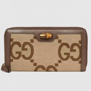 Gucci Diana Zip Around Wallet In Jumbo GG Canvas