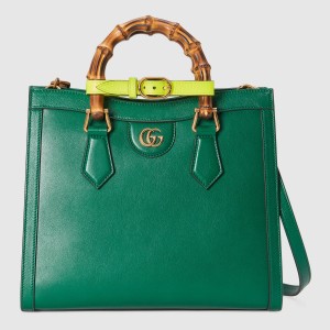 Gucci Diana Small Tote Bag in Green Leather