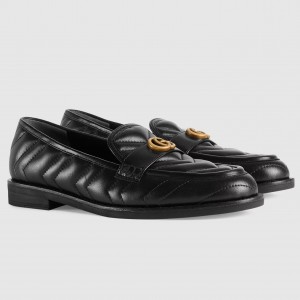 Gucci Women's GG Marmont Loafers In Black Matelasse Leather