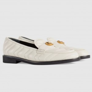 Gucci Women's GG Marmont Loafers In White Matelasse Leather
