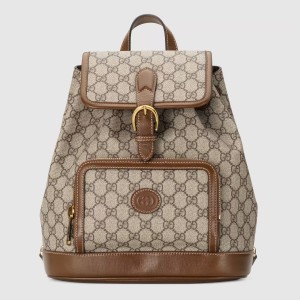Gucci Interlocking G Backpack in Beige GG Supreme Canvas