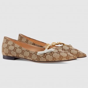 Gucci Ballet Flats in GG Canvas with GUCCI Metal