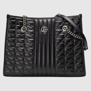 Gucci GG Marmont Medium Tote in Black Matelasse Leather