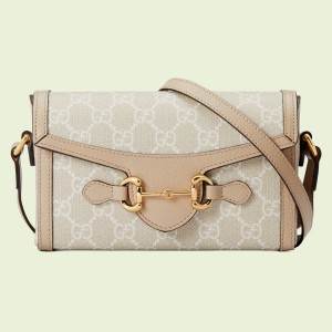 Gucci Horsebit 1955 Mini Bag in White GG Canvas