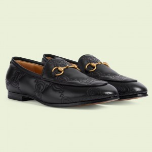 Gucci Women's Jordaan Loafers In Black GG Matelasse Leather