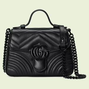 Gucci GG Marmont Mini Top Handle Bag in Black Matelasse Calfskin