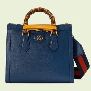 Gucci Diana Small Tote Bag in Blue Calfskin