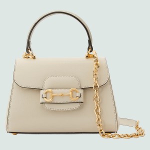 Gucci Horsebit 1955 Mini Handbag in White Leather