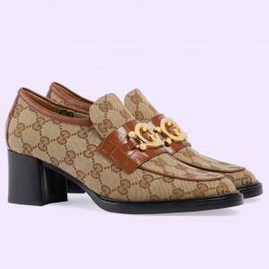 Gucci Women's Loafers in GG Canvas with Interlocking G
