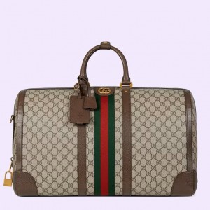 Gucci Savoy Large Duffle Bag in Beige GG Canvas