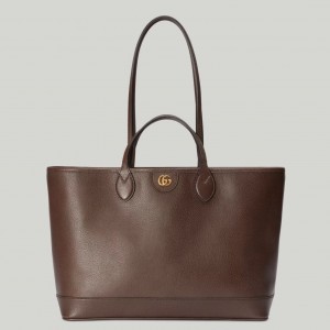 Gucci Ophidia Medium Tote Bag in Dark Brown Leather