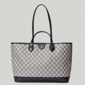 Gucci Ophidia Medium Tote Bag in Blue Supreme Canvas