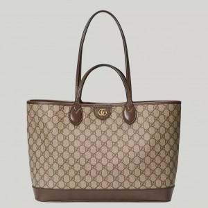Gucci Ophidia Medium Tote Bag in Brown Supreme Canvas